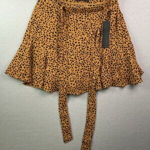 Love For Humanity Cheetah Womens Skort M Animal Print Mini Skorts Ruffle‎ NWT
